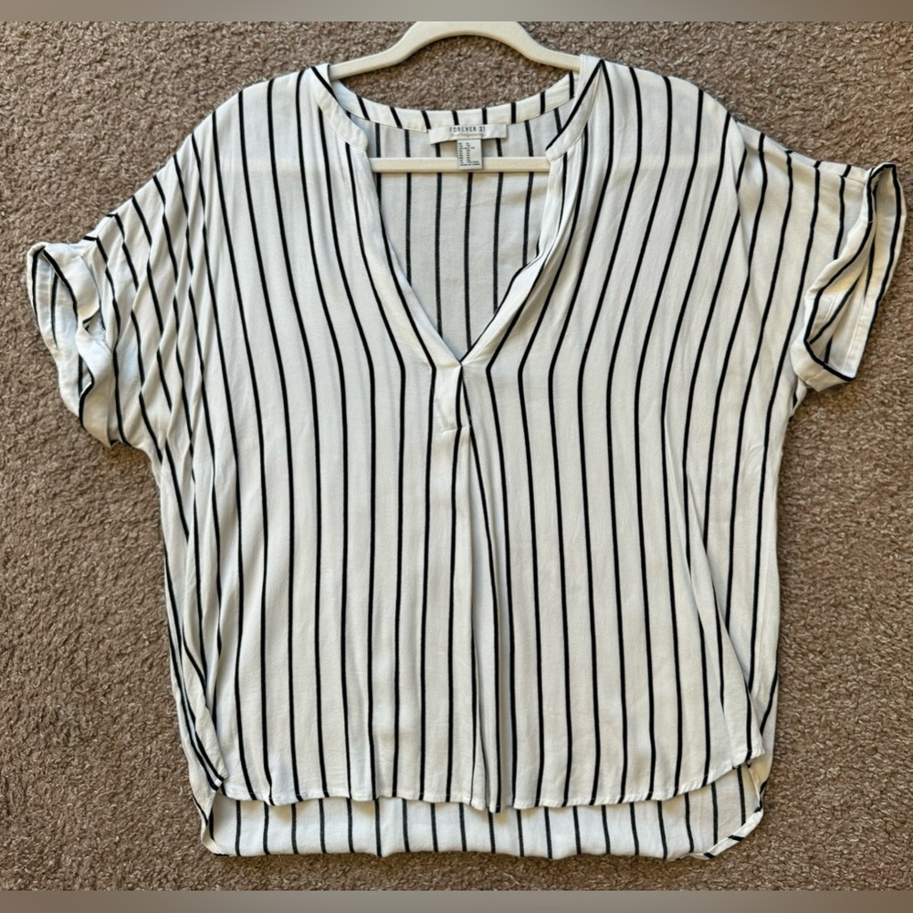 Black and white striped blouse